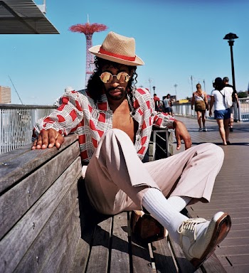 Men's Red and White Button-up Shirt and Pink Pants