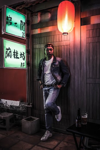 Men's White Crew-neck Shirt and Blue Denim Jeans