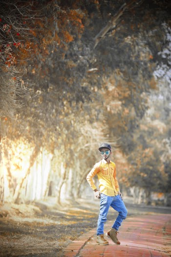 Men's Yellow Dress Shirt And Blue Denim Jeans