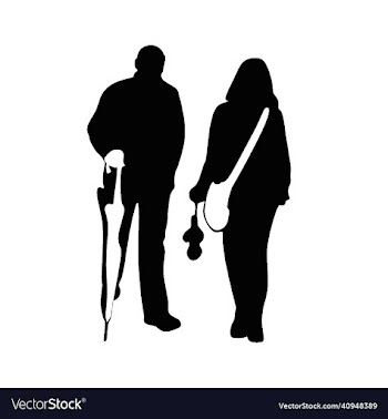 men and woman silhouettes walking