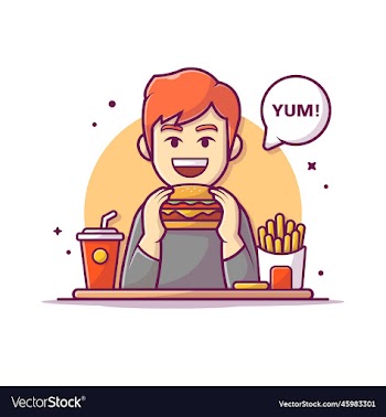 men eating burger french fries soft drink