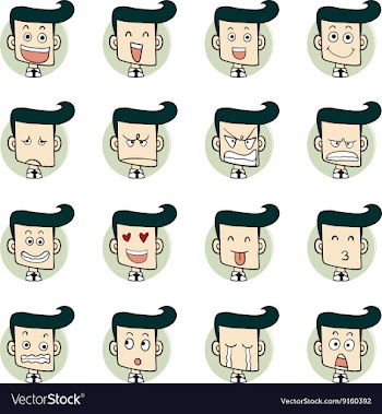 Men emotions faces vector image