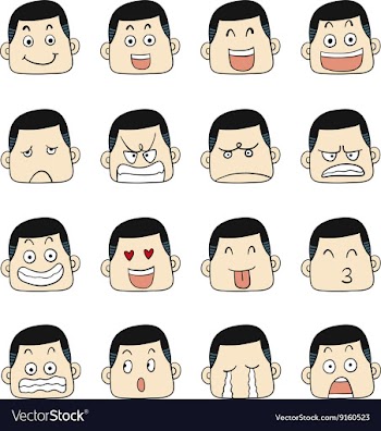 Men emotions faces vector image