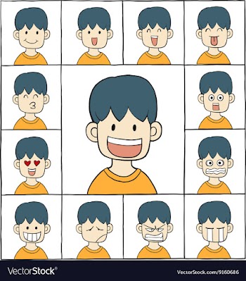 Men emotions faces vector image