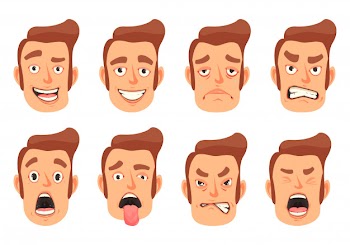 Men facial gestures set Free Vector