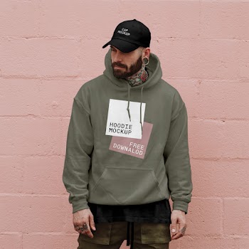 Men in Hoodie Mockup