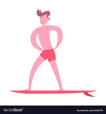 Men in shorts with surfboard happy guy on beach vector image