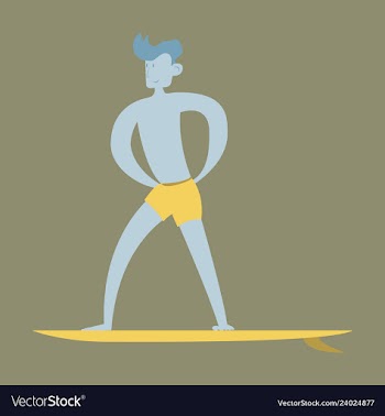 Men in shorts with surfboard happy guy on beach vector image