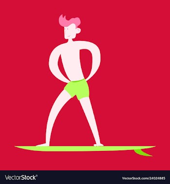 Men in shorts with surfboard happy guy on beach vector image