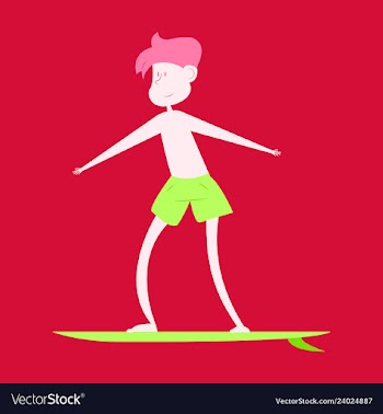 Men in shorts with surfboard happy guy on beach vector image