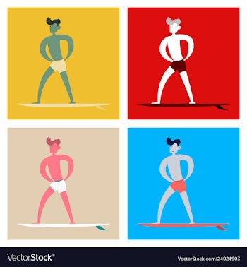 Men in shorts with surfboard happy guy on beach vector image