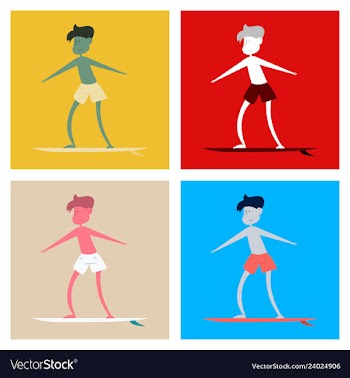 Men in shorts with surfboard happy guy on beach vector image
