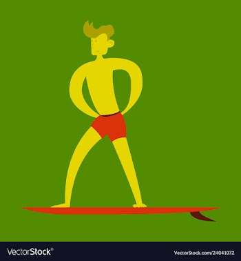 Men in shorts with surfboard happy guy on beach vector image