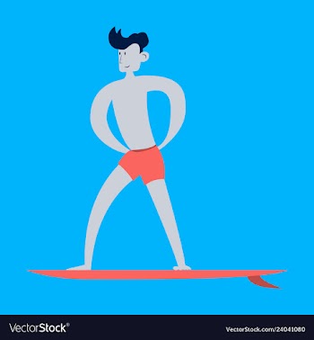 Men in shorts with surfboard happy guy on beach vector image