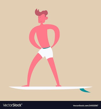 Men in shorts with surfboard happy guy on beach vector image