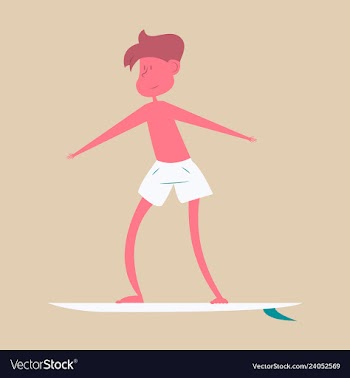 Men in shorts with surfboard happy guy on beach vector image