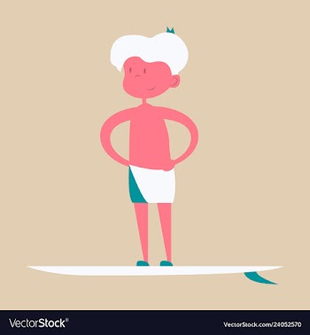 Men in shorts with surfboard happy guy on beach vector image