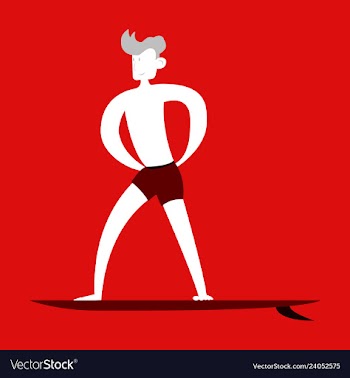 Men in shorts with surfboard happy guy on beach vector image