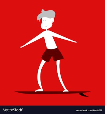 Men in shorts with surfboard happy guy on beach vector image