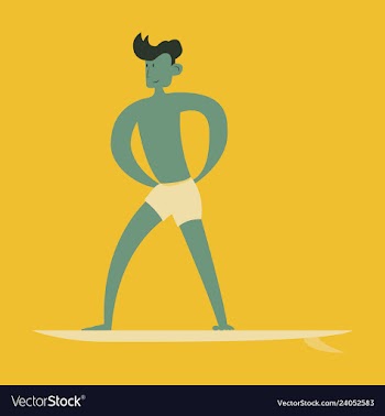 Men in shorts with surfboard happy guy on beach vector image