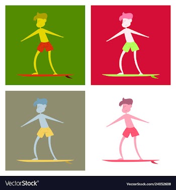 Men in shorts with surfboard happy guy on beach vector image