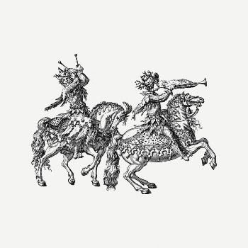 Men on horses clipart, vintage | Free PSD Illustration - rawpixel