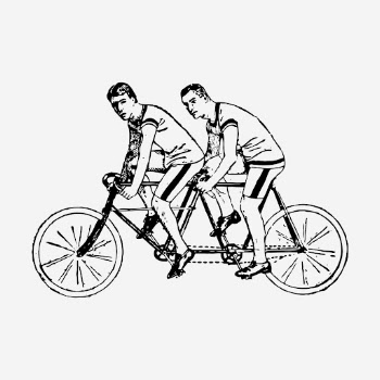 Men riding tandem bicycle illustration. | Free Photo Illustration - rawpixel