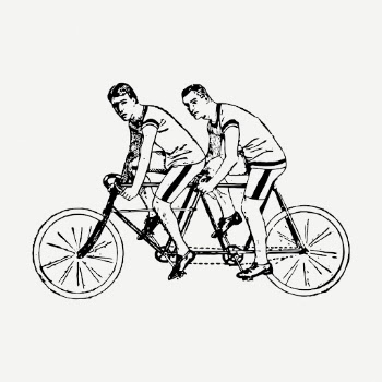 Men riding tandem bicycle illustration | Free PSD Illustration - rawpixel