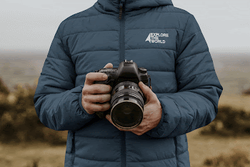 Men's puffer jacket mockup, photographer | Free PSD Mockup - rawpixel