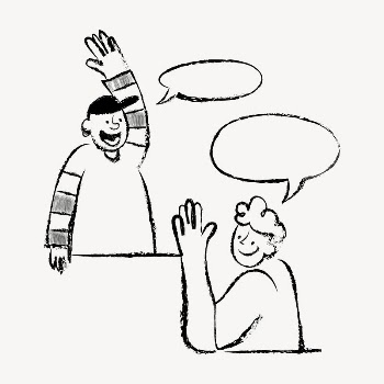 Men saying hello, cute doodle | Free PSD Illustration - rawpixel