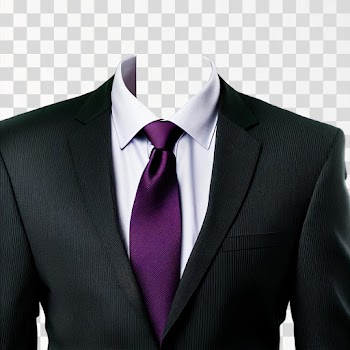 Men Suit Black With A Purple Tie PNG transparent