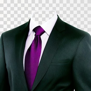 Men Suit Black With A Purple Tie PNG transparent