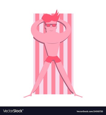 Men sunbathing in the sun excessive with danger vector image