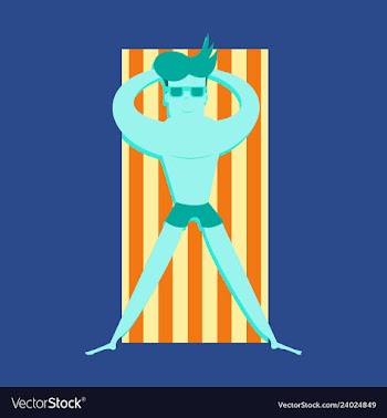Men sunbathing in the sun excessive with danger vector image