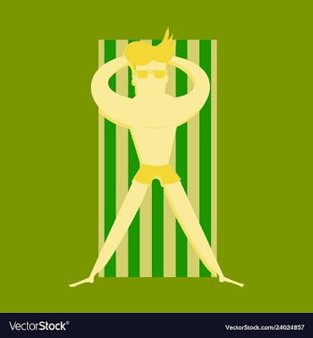 Men sunbathing in the sun excessive with danger vector image