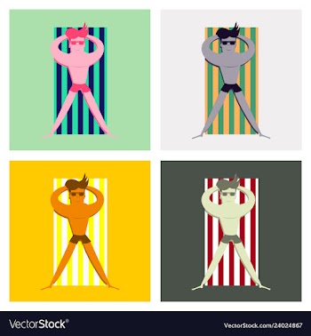 Men sunbathing in the sun excessive with danger vector image