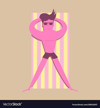 Men sunbathing in the sun excessive with danger vector image