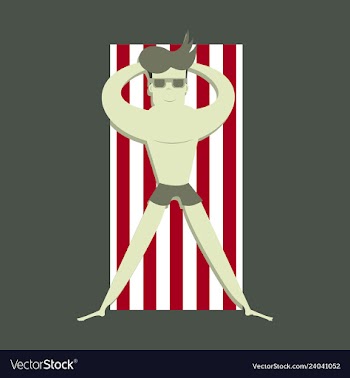 Men sunbathing in the sun excessive with danger vector image