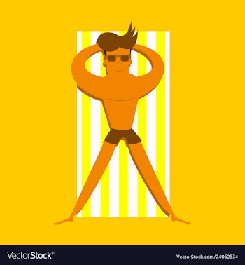 Men sunbathing in the sun excessive with danger vector image