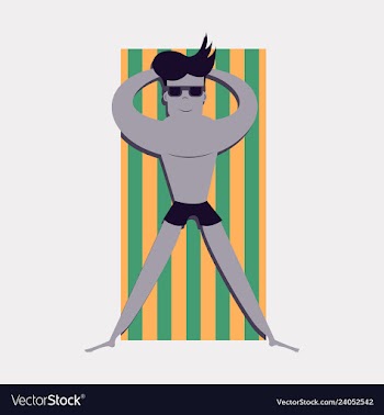 Men sunbathing in the sun excessive with danger vector image