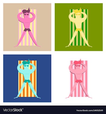 Men sunbathing in the sun excessive with danger vector image