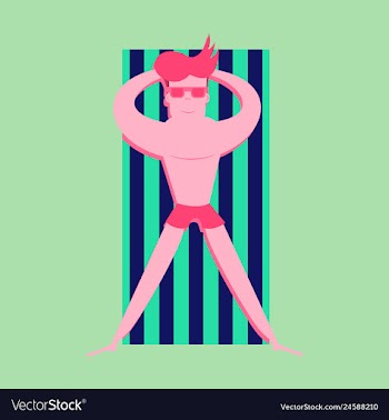 Men sunbathing in the sun excessive with danger vector image