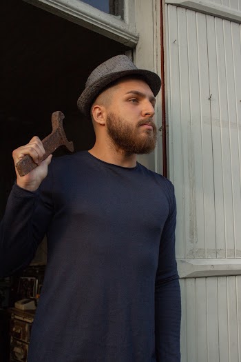 Men Wearing Blue Long Sleeve Shirt