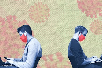 Men with masks sitting in public social template illustration | Free  photo - 2315095