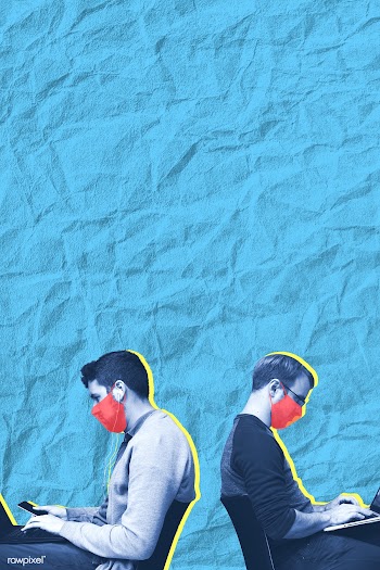 Men with masks sitting in public social template illustration | Free  photo - 2315452