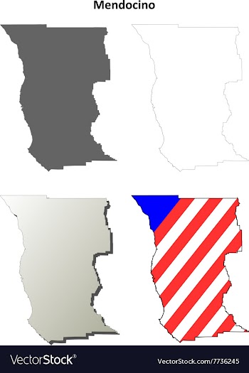 Mendocino County California outline map set vector image