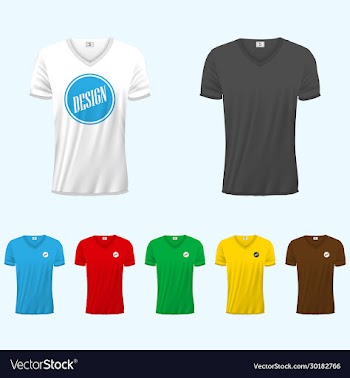 mens v-neck t-shirt design template front back