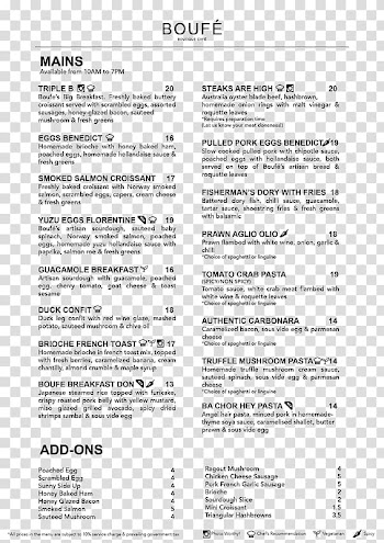Menu Boufe Boutique Cafe Pasta Document, Menu transparent background PNG clipart