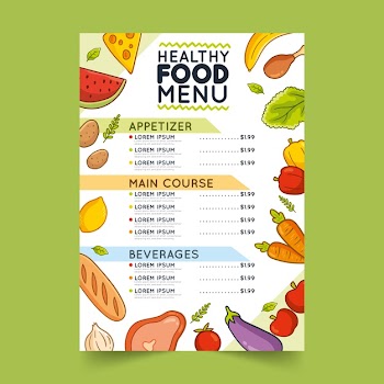 Menu template for restaurant with healthy food Free Vector