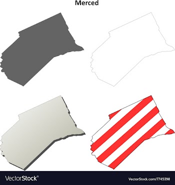 Merced County California outline map set vector image